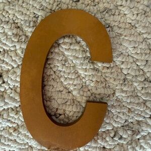 Rustic Gold Letter C Decor Wood Craft Namesake 6"